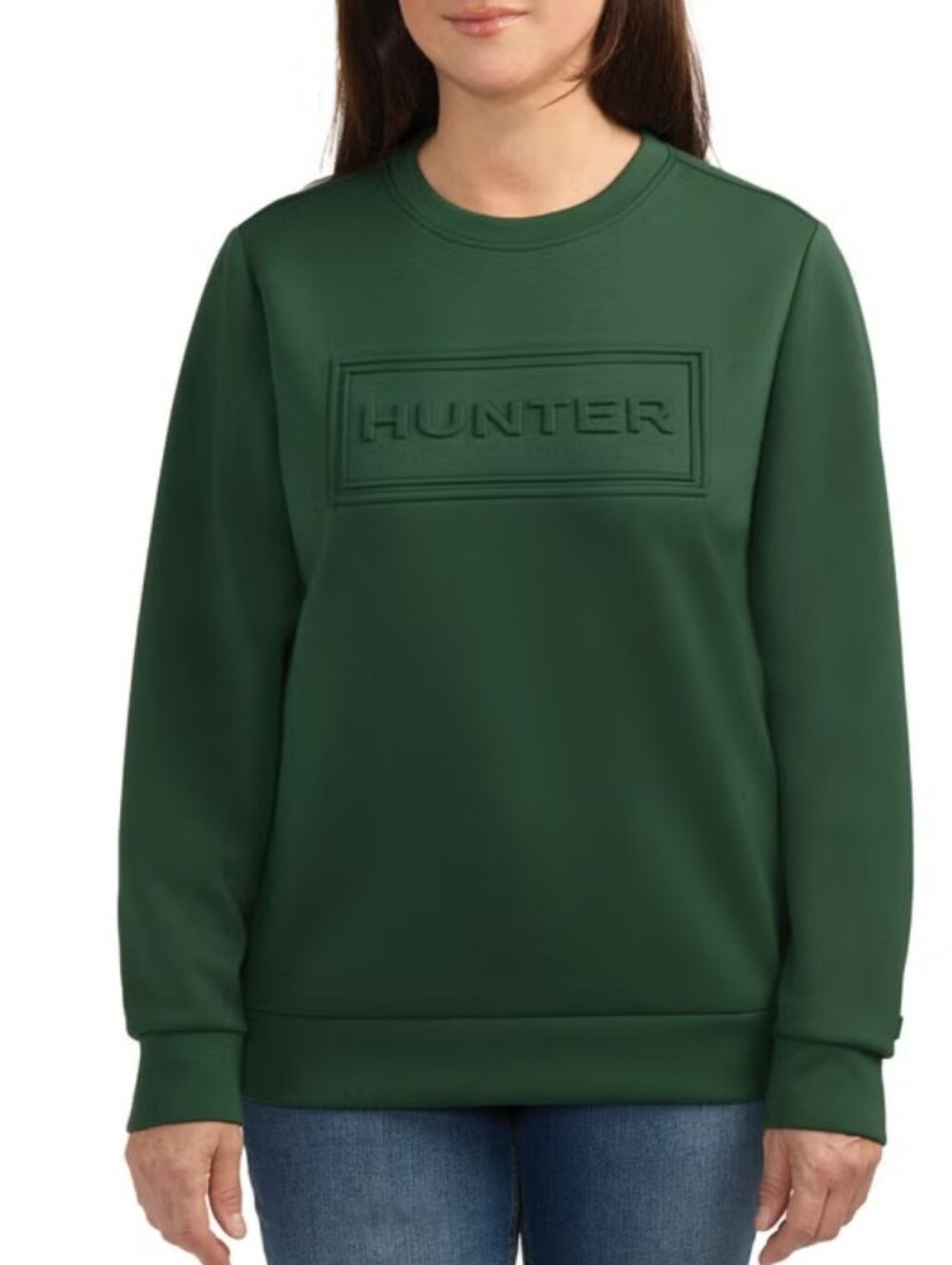 NWOT Hunter Crewneck Long Sleeve Sweatshirt. Green. Embossed Logo. Size XL.